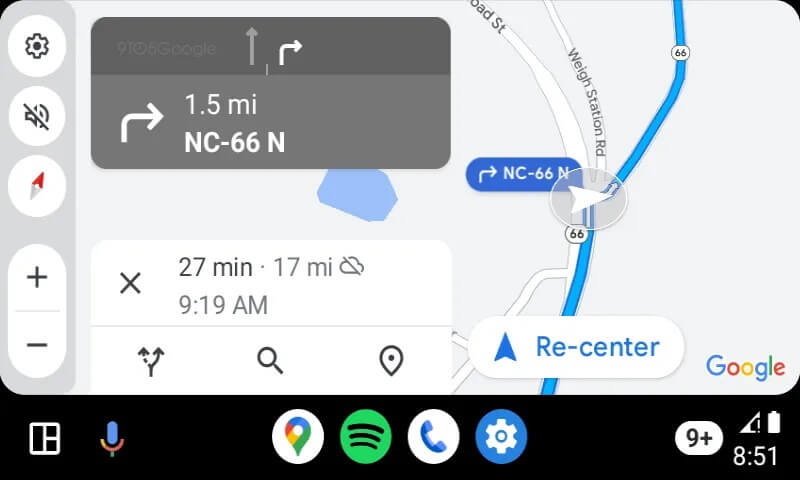 Google Maps novo design no Android Auto, julho de 2023