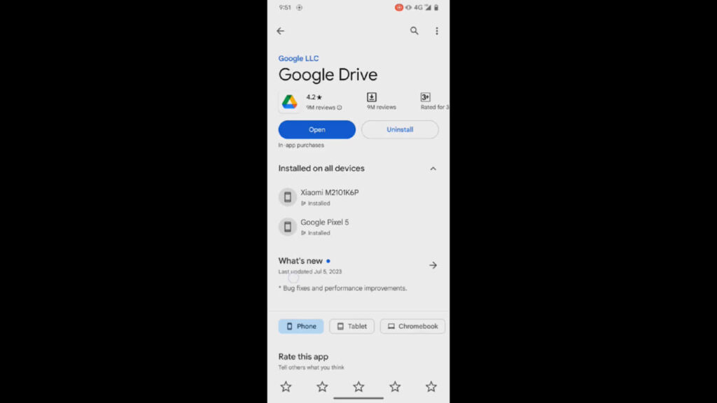 Google Play Store Google Drive para telefone