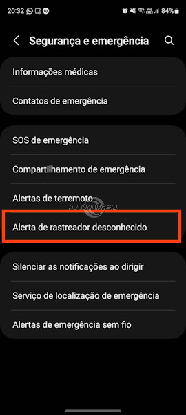 Alerta de rastreador desconhecido no Galaxy da Samsung