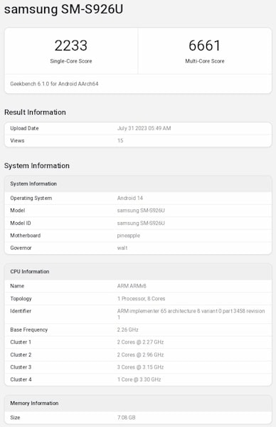 Galaxy S24 em teste com Snapdragon 8 Gen 3