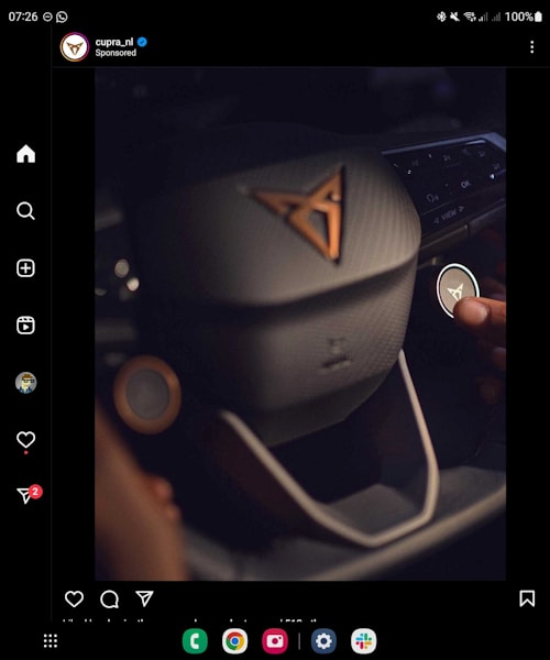 Instagram interface para telefones e dispositivos dobráveis, no Galaxy Z Fold 5