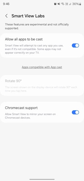 One UI 6 suporte para Chromecast (Google Cast)