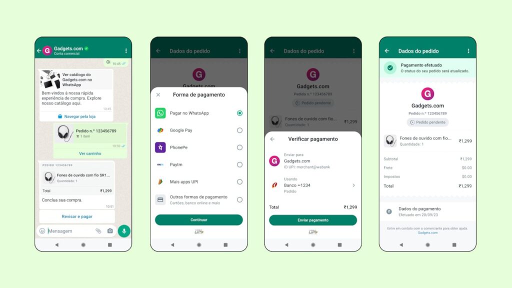 WhatsApp Business formas de pagamentos