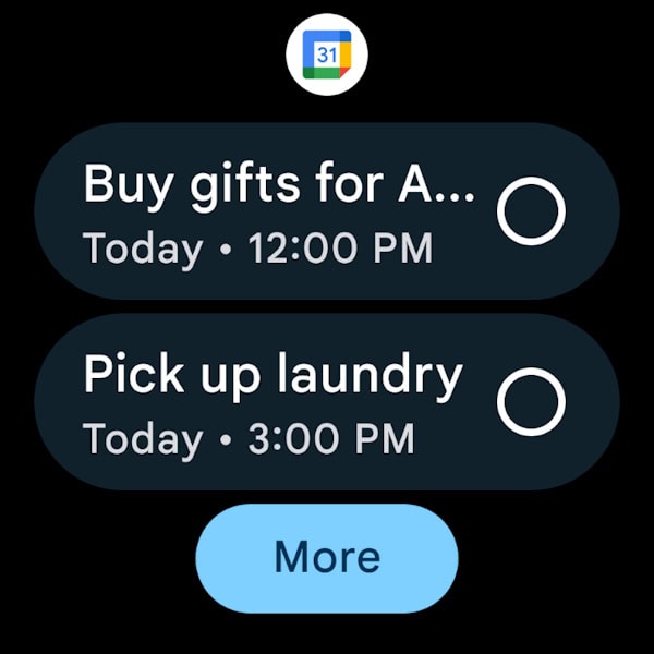 Aplicativo Google Agenda para Wear OS