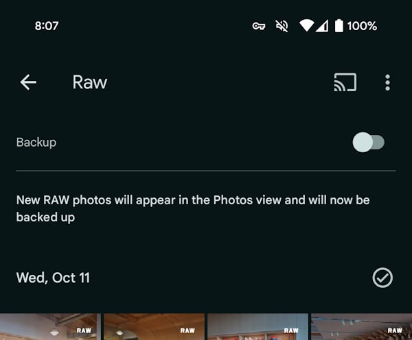 Google Fotos upload automático de imagens no formato RAW