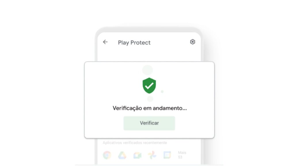 Google Play Protect verificação em andamento