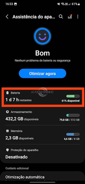 Configurar perfil de desempenho leve da bateria dos Galaxy Samsung