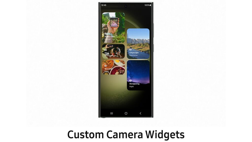 Samsung widgets para configurações da câmera