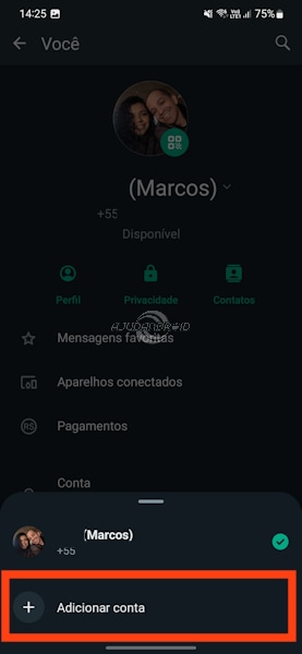 WhatsApp como adicionar múltiplas contas