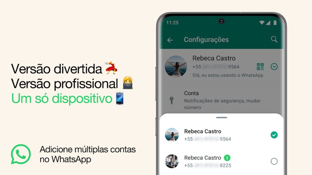 WhatsApp suporte para mais contas (números)