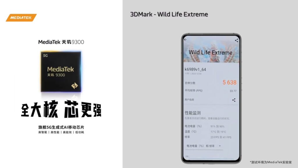 MediaTek Dimensity 9300 teste oficial 3D Mark Wild Life Extreme