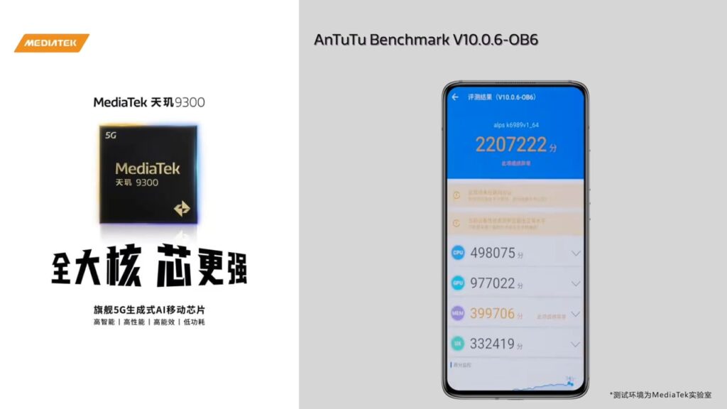 MediaTek Dimensity 9300 teste oficial AntuTu