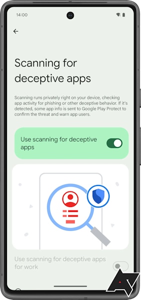 Android 14 varredura de aplicativos enganosos (anti-phishing)