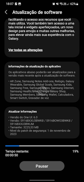 Galaxy S23+ Android com One UI 6, atualização disponível no Brasil