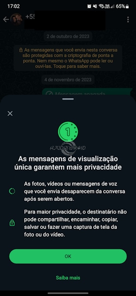 Áudio de reprodução única no WhatsApp