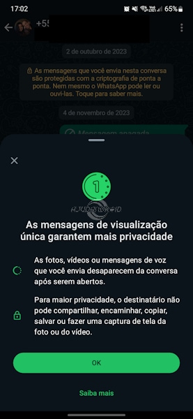 Áudio de reprodução única no WhatsApp