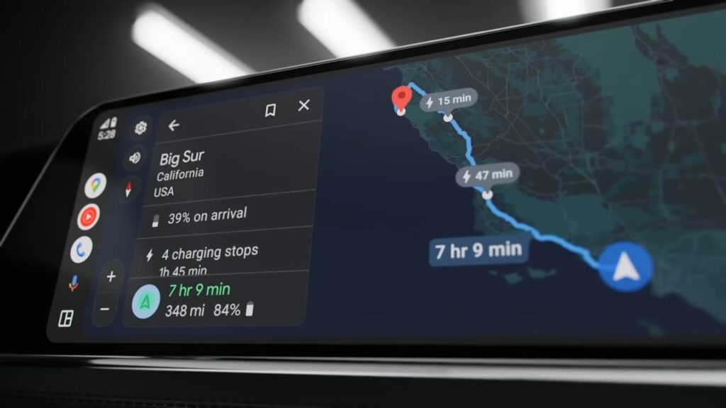 Android Auto com Google Maps para carro elétrico