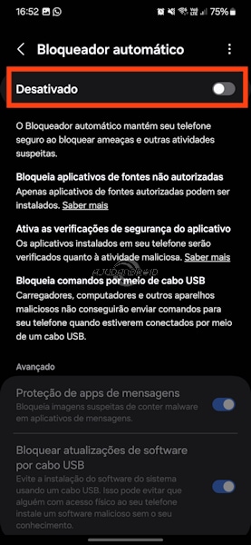 Bloqueador automático Samsung