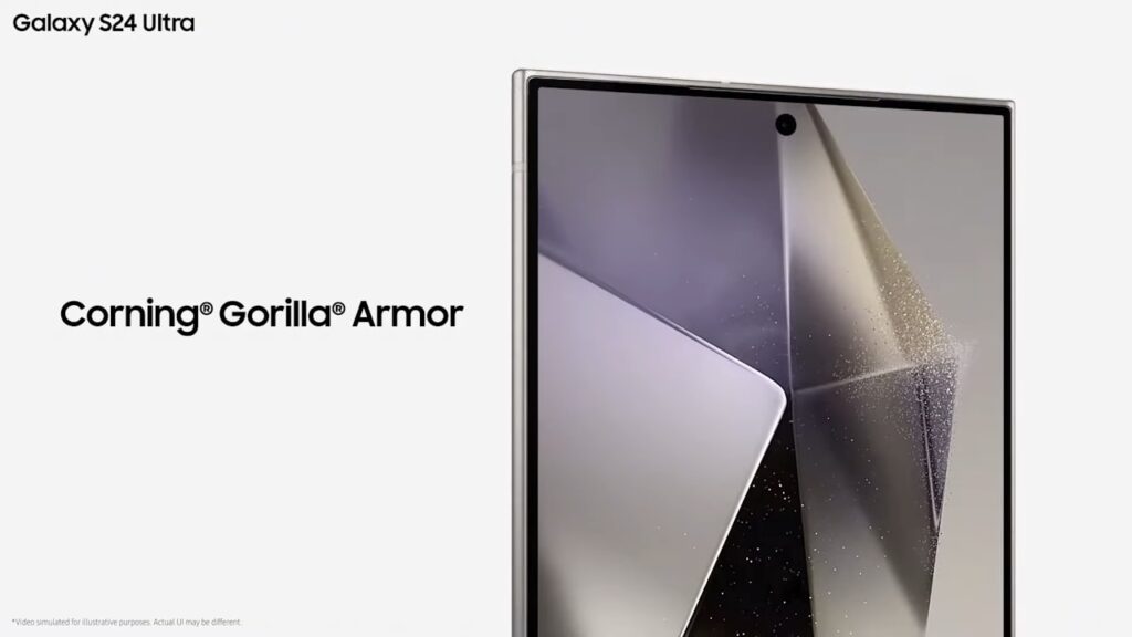 Galaxy S24 Ultra tela com Gorilla Armor