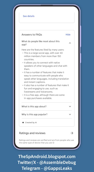 Google Play Store utilizando IA para criar perguntas e respostas (FAQ)