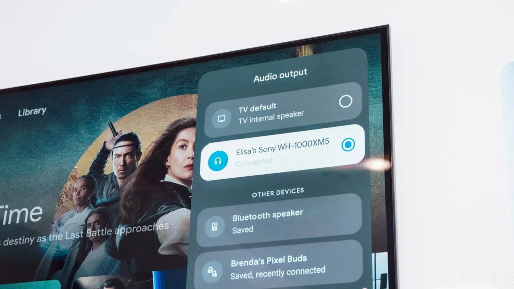 Google TV opção de seleção de saída de áudio