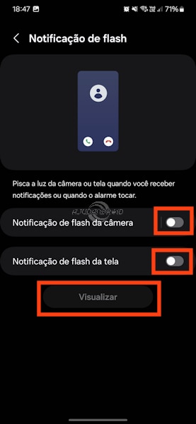 Notificação de flash nos Galaxy da Samsung