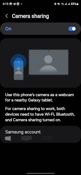 One UI 6.1 compartilhamento de câmera