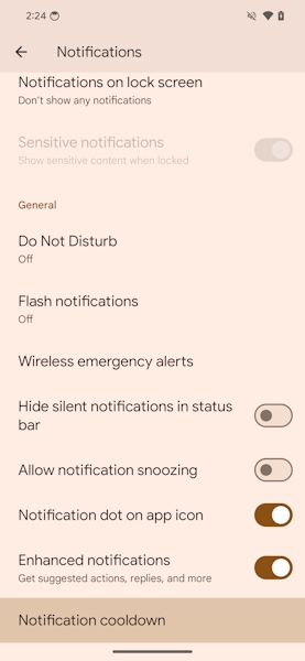 Android 15 Resfriamento de notificação (Notification cooldown)