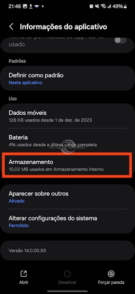 Android, tela sobre o aplicativo de câmera da Samsung