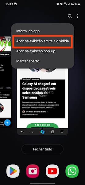 Android utilizar dois aplicativos ou mais na tela dividida