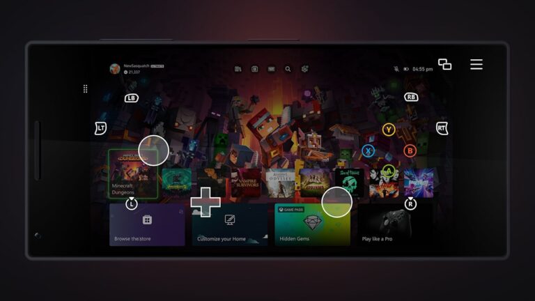 Aplicativo Xbox controle virtual na tela
