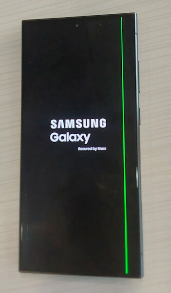 Galaxy S24 Ultra tela com problema de listras verde