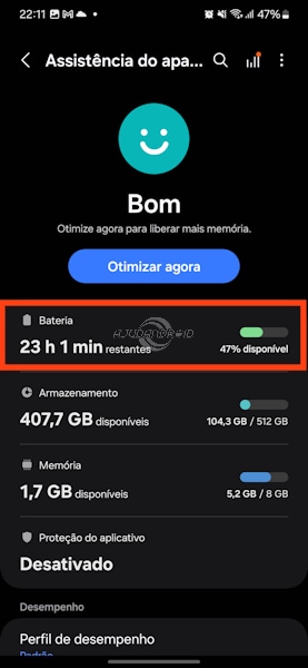 Samsung Galaxy colocando apps e games da suspensão profunda