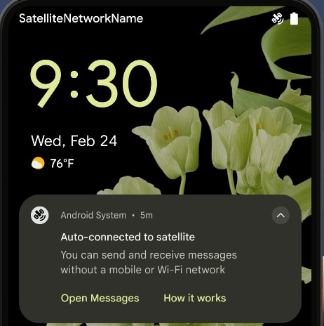 Android 15 conectividade via satélite