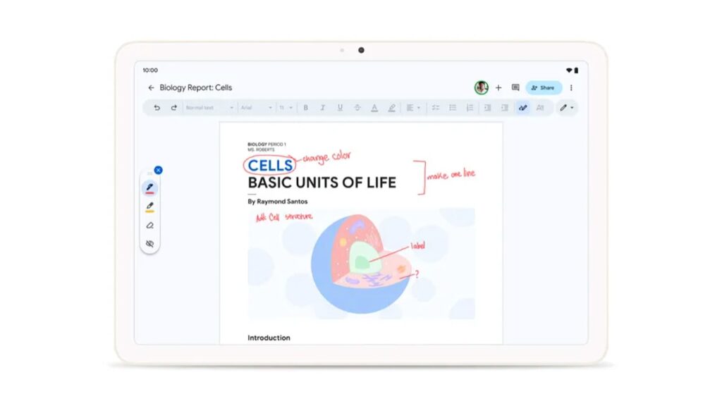 Google Docs recurso de manuscrito