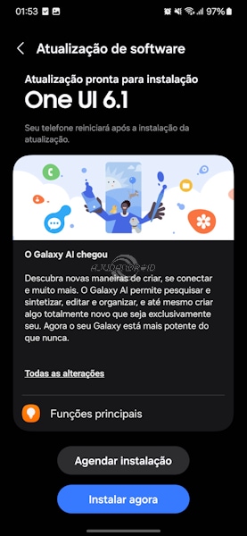 One UI 6.1 tela de atualização