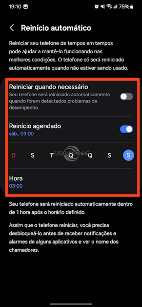 Samsung opção Otimização Automática