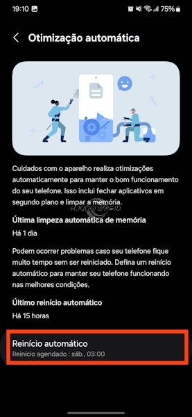 Samsung opção Otimização Automática