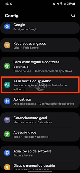 Samsung opção Otimização Automática