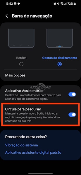 Circule para pesquisar no Google, como desativar