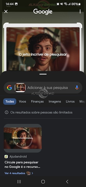 Circule para pesquisar no Google com botão virtual