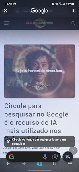 Circule para pesquisar no Google com navegação por gestos