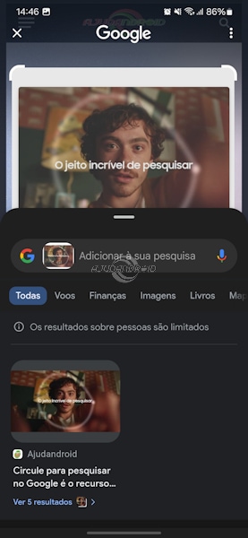 Circule para pesquisar no Google com navegação por gestos