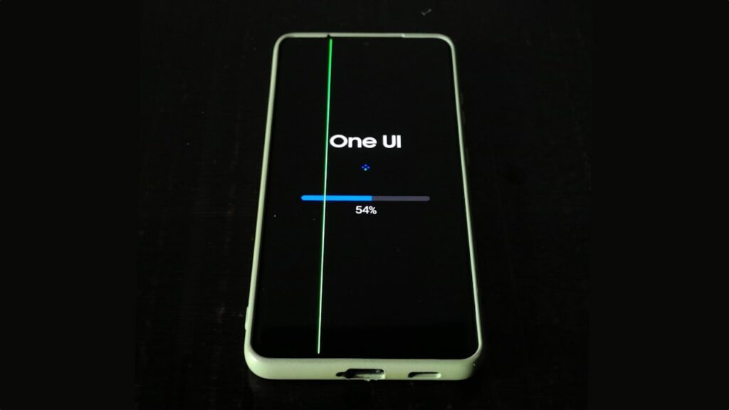 Galaxy S21 Ultra tela com linha verde