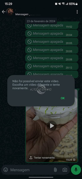 WhatsApp bug que não permite compartilhar vídeo