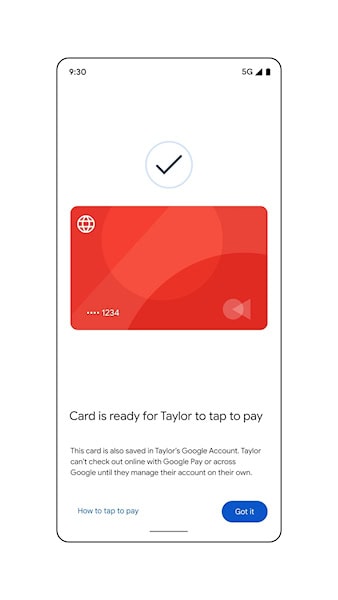 Carteira do Google, suporte para pagamento com cartão para crianças
