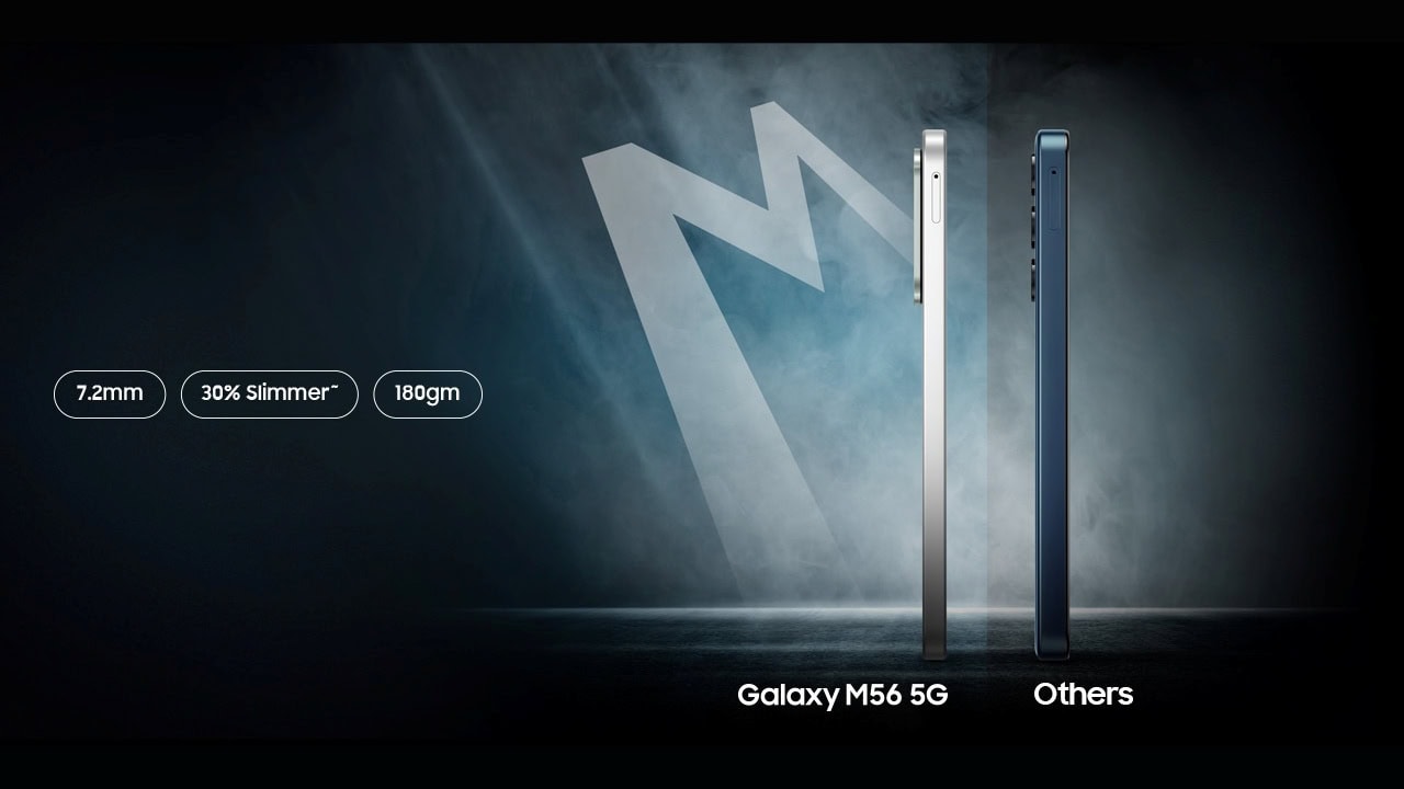 Galaxy M56 é o mais fino da categoria, tem tela mais brilhante e é mais resistente