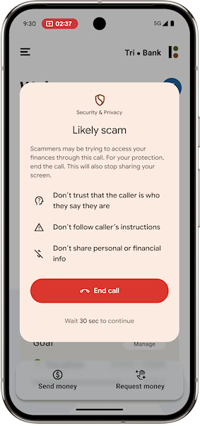 Android proteção contra scam bancário