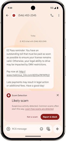 Android proteção de scam no Google Mensagens