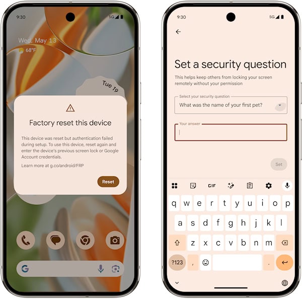 Android 16, Proteção restauração fabrica e pergunta para bloqueio remoto